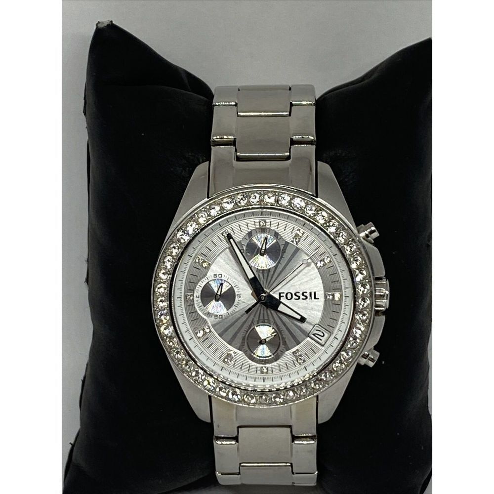 Fossil Decker ES2681 Women Silver Stainless Steel Analog Dial Quartz Watch JK755